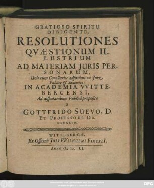 Resolutiones Quaestionum Illustrium Ad Materiam Iuris Personarum
