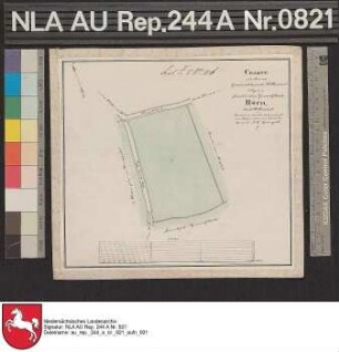 Lage des fiskalischen Flurstücks Hörn am Weg von Wittmund nach ASEL Kolorierte Zeichnung von F. W. Sprengell Papier auf Leinen Format 22,2x20,0 M 1:2.000