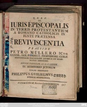 De Iuris Episcopalis In Terris Protestantium A Romano Catholicis In Iuste [!] Prætensa Reviviscentia