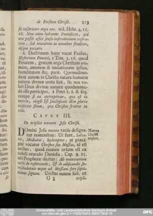 Caput III. De triplici munere Iesu Christi.