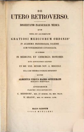 De utero retroverso : dissertatio inauguralis medica