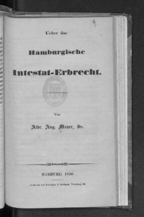 Ueber das Hamburgische Intestat-Erbrecht