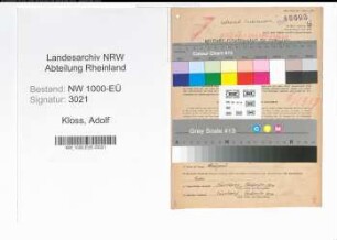 Entnazifizierung Adolf Kloss, geb. 25.10.1894 (Angest.)