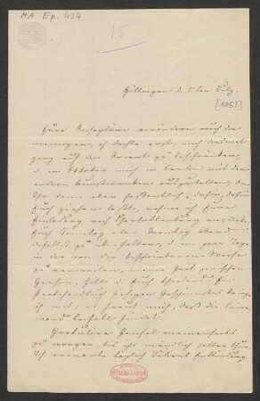 Brief an Paul Mendelssohn Bartholdy und Albertine Mendelssohn-Bartholdy : o.D. [185?, "d. 5ten July"]