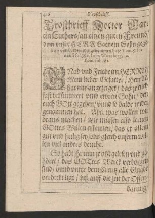 Trostbrieff Doctor Martin Luthers/ an einen guten Freund ...