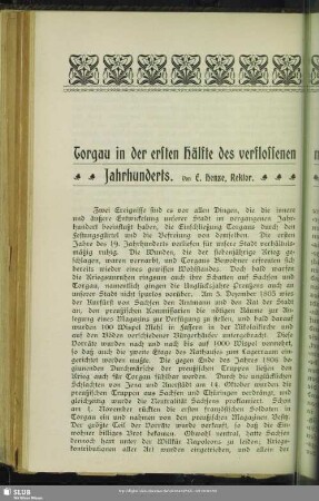 6. Torgau in der ersten Hälfte des verflossenen Jahrhunderts