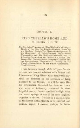 Chapter X. King Theebaw's home and foreign policy