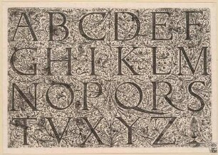 Römisches Majuskel-Alphabet auf ornamental verziertem Grund