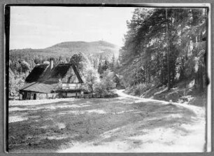 Oybin, Umgebindehaus : Oybin. Umgebindehaus, Hölleweg 4. Im Hintergrund der Hochwald