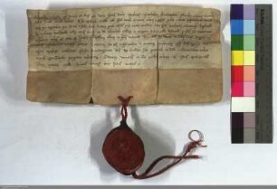 Panthaleon, Patriarch von Constantinopel, gewährt allen, die die Elisabethkirche in Marburg besuchen und beschenken, einen 40tägigen Ablaß.