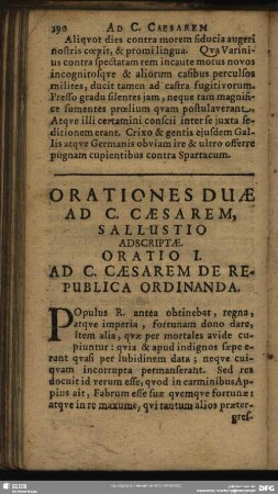Orationes Duae Ad C. Caesarem, Sallustio Adscriptae