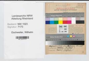 Entnazifizierung Wilhelm Eschweiler , geb. 08.08.1886 (Arbeiter)