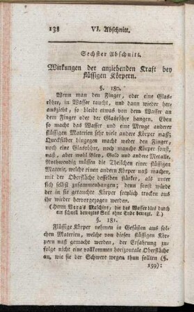 Sechster Abschnitt. Wirkungen der anziehenden Kraft bey flüssigen Körpern