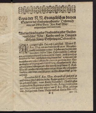 A2r-C2r, Copia der N. N. Evangelischen dreyen Ständen deß Ertzherzogthumbs Oesterreich...