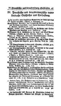 IV. Preußische und brandenburgische vaterländische Geschichte und Verfassung