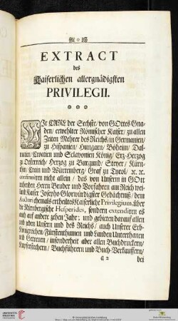 Extract des Kaiserlichen allergnädigsten Privilegii
