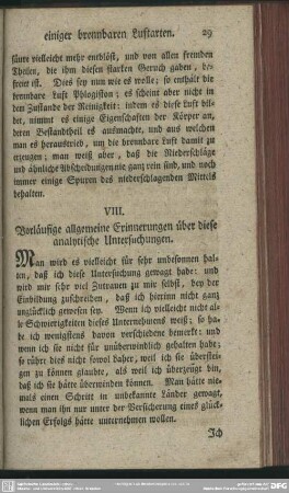 VIII. Vorläufige allgemeine Erinnerungen über diese analytische Untersuchungen
