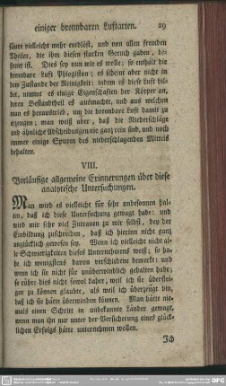 VIII. Vorläufige allgemeine Erinnerungen über diese analytische Untersuchungen