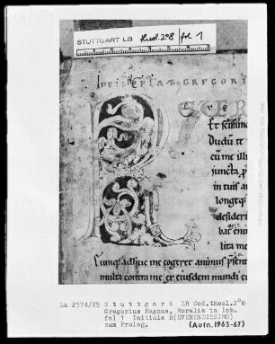 Gregorius Magnus, Moralia in Job — Initiale R(everendissimo), Folio 1recto