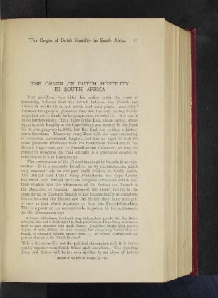 The Origin of Dutch Hostility in South Africa.