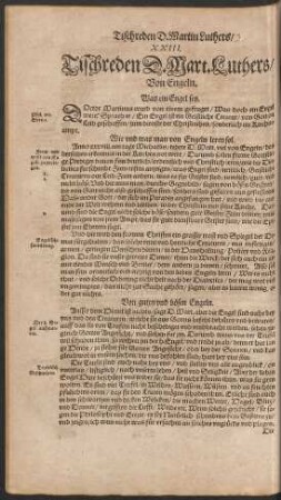 XXIII. Tischreden D. Mart. Luthers/ Von Engeln.