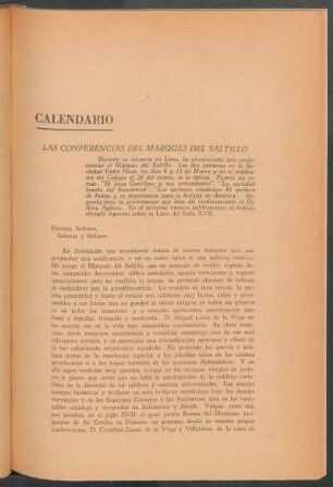 Las conferencias del Marqués del Saltillo