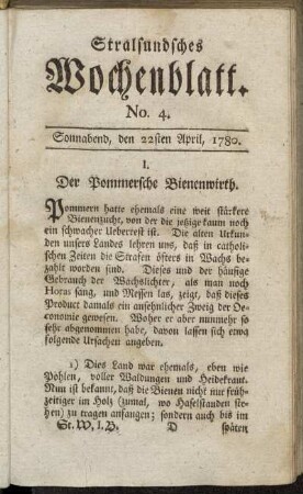 No. 4. Sonnabend, den 22sten April, 1780.