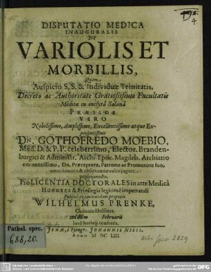 Disputatio medica inauguralis de variolis et morbillis