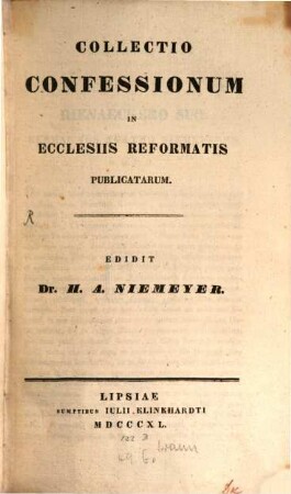 Collectio confessionum in ecclesiis reformatis publicatarum, [1]