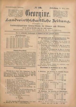 Zweiundsechzigster Jahrgang. No. 13. Insterburg, 29. März 1894.