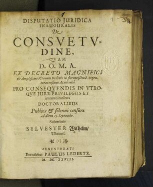 Disputatio Iuridica Inauguralis De Consuetudine