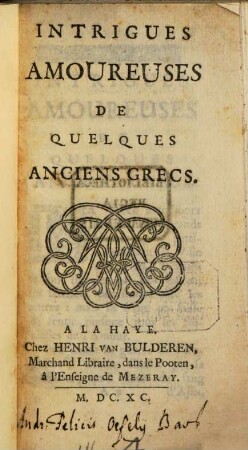 Intrigues amoureuses de quelques anciens Grecs