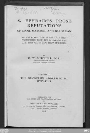 1: The discourses addressed to Hypatius