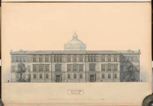 Landesbibliothek Berlin Schinkelwettbewerb 1875: Aufriss Rückansicht; Maßstabsleiste