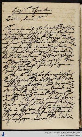 Brief von Johann Leonhard Hug an Franz Karl Grieshaber (13.04.1842)