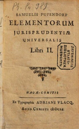 Elementorum Iurisprudentiae Universalis libri duo