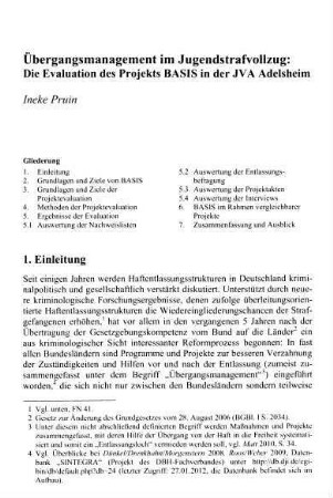 691-714, Übergangsmanagement im Jugendstrafvollzug: Die Evaluation des Projekts BASIS in der JVA Adelsheim