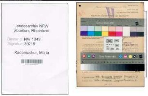 Entnazifizierung Maria Rademacher , geb. 07.01.1903 (Sekretaerin)