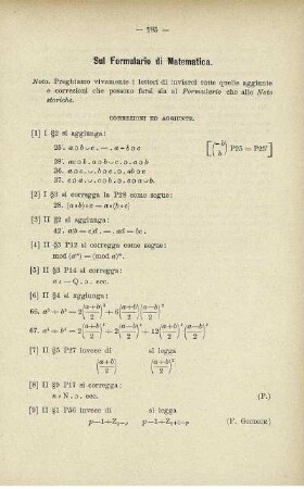 Sul formulario di matematica