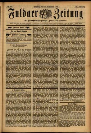 Zweite Ausgabe vom Samstag, den 30. November 1895.