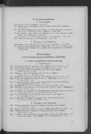 I. Volkswirtschaftliche Studienrichtung