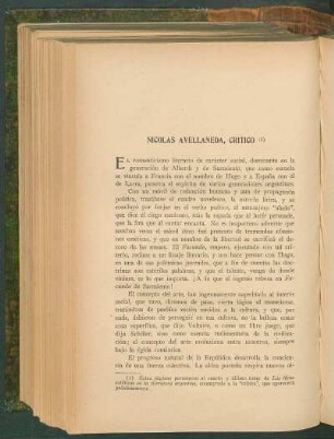 Nicolás Avellaneda, crítico