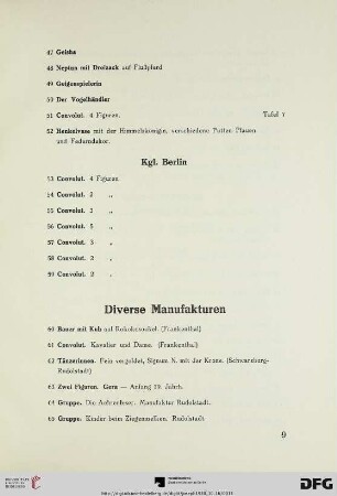 Diverse Manufakturen (Nr. 60-72)