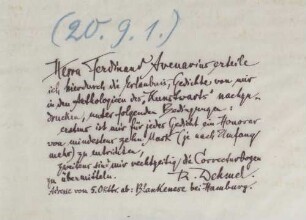 Brief an Ferdinand Avenarius
