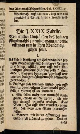 431-441, Die LXXIX. Tabelle