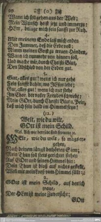 (12.) Welt, wie du wilt, Gott ist mein Schild