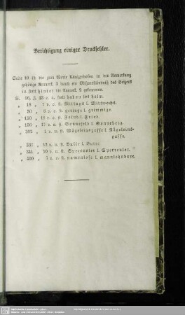 Berichtigung einiger Druckfehler