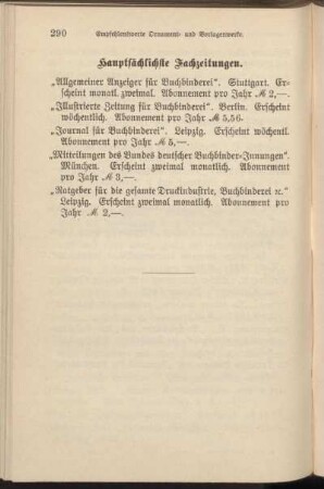Hauptsächlichste Fachzeitungen.