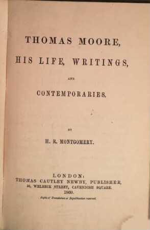 Thomas Moore, his life, writings, and contemporaries