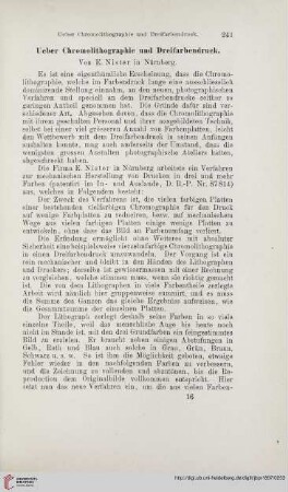 Ueber Chromolithographie und Dreifarbendruck$von E. Nister in Nürnberg
